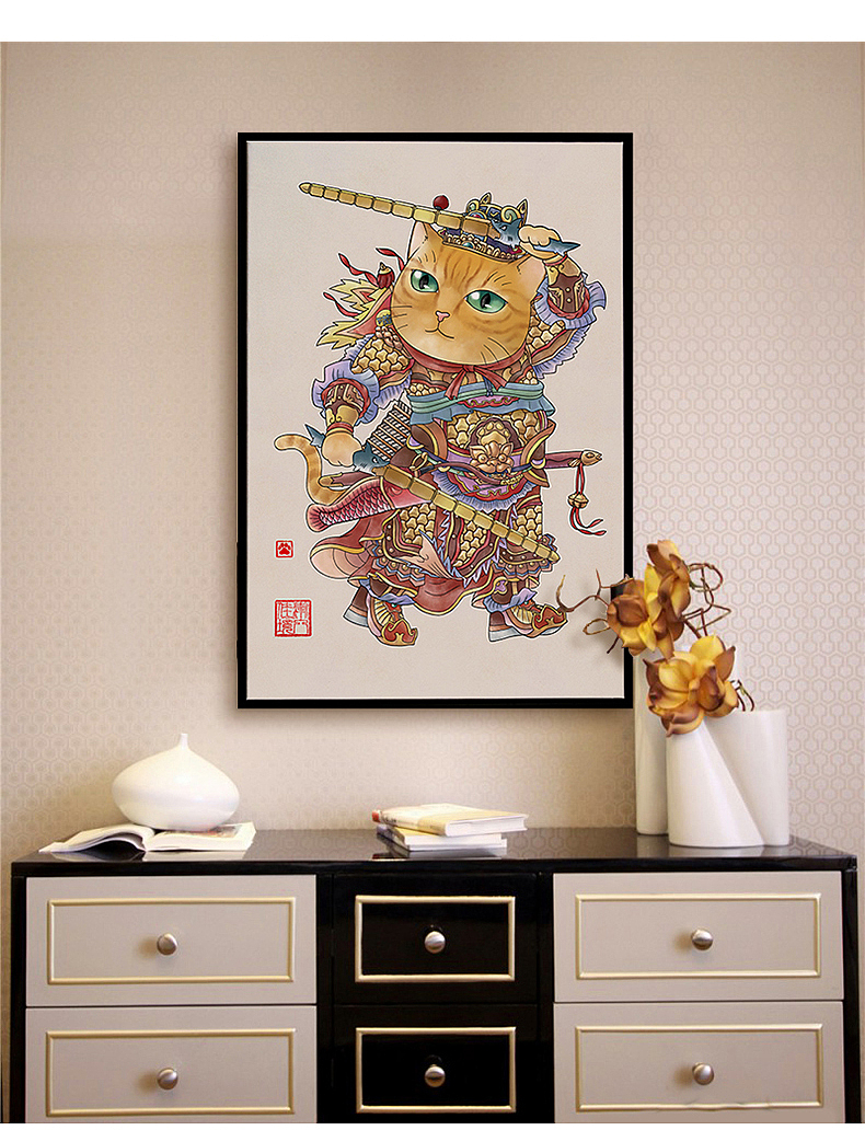 风俗年画之猫咪门神(警长尉迟敬喵和橘喵叔宝)