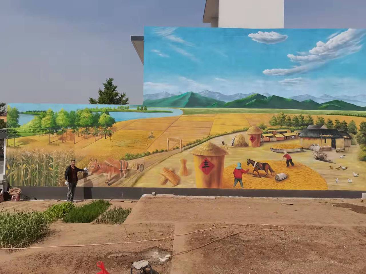 美丽乡村墙体彩绘|纯艺术|绘画|首打柠檬_原创作品-站酷(zcool)