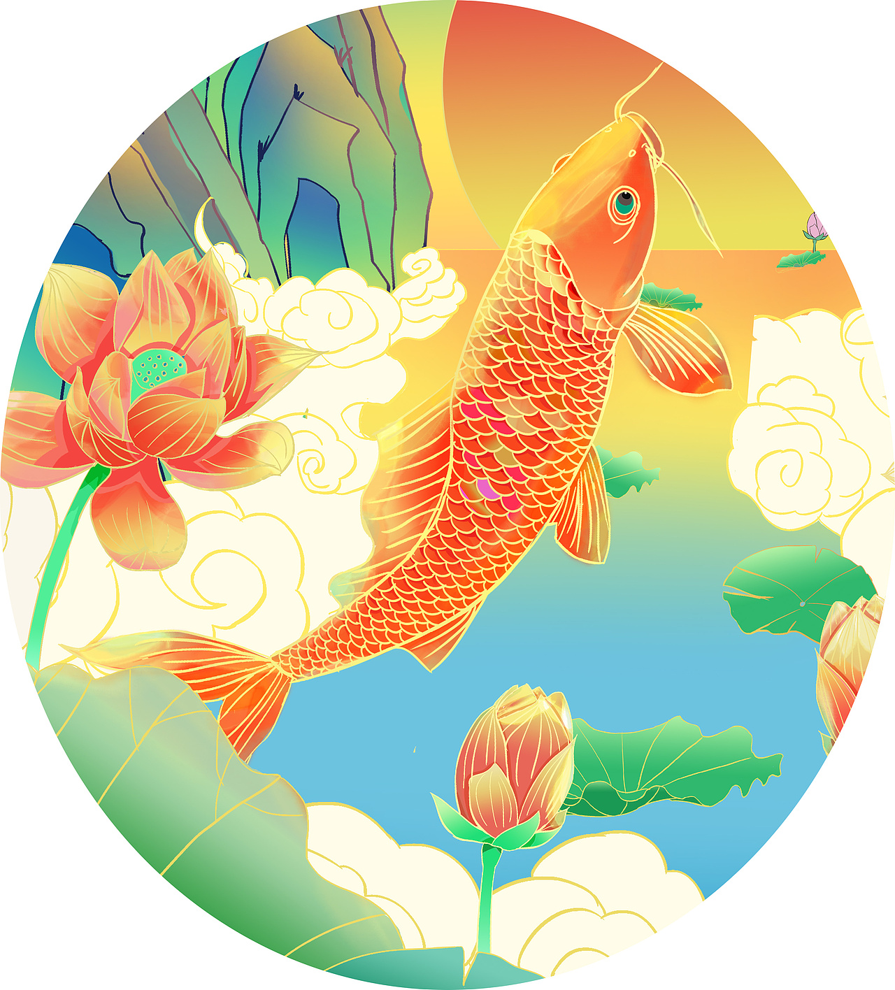 二鱼戏珠（图ZMjYxNjE3OTI0） - 商业插画 - 站酷设计师插画师李胖胖原创素材 - 站酷ZCOOL