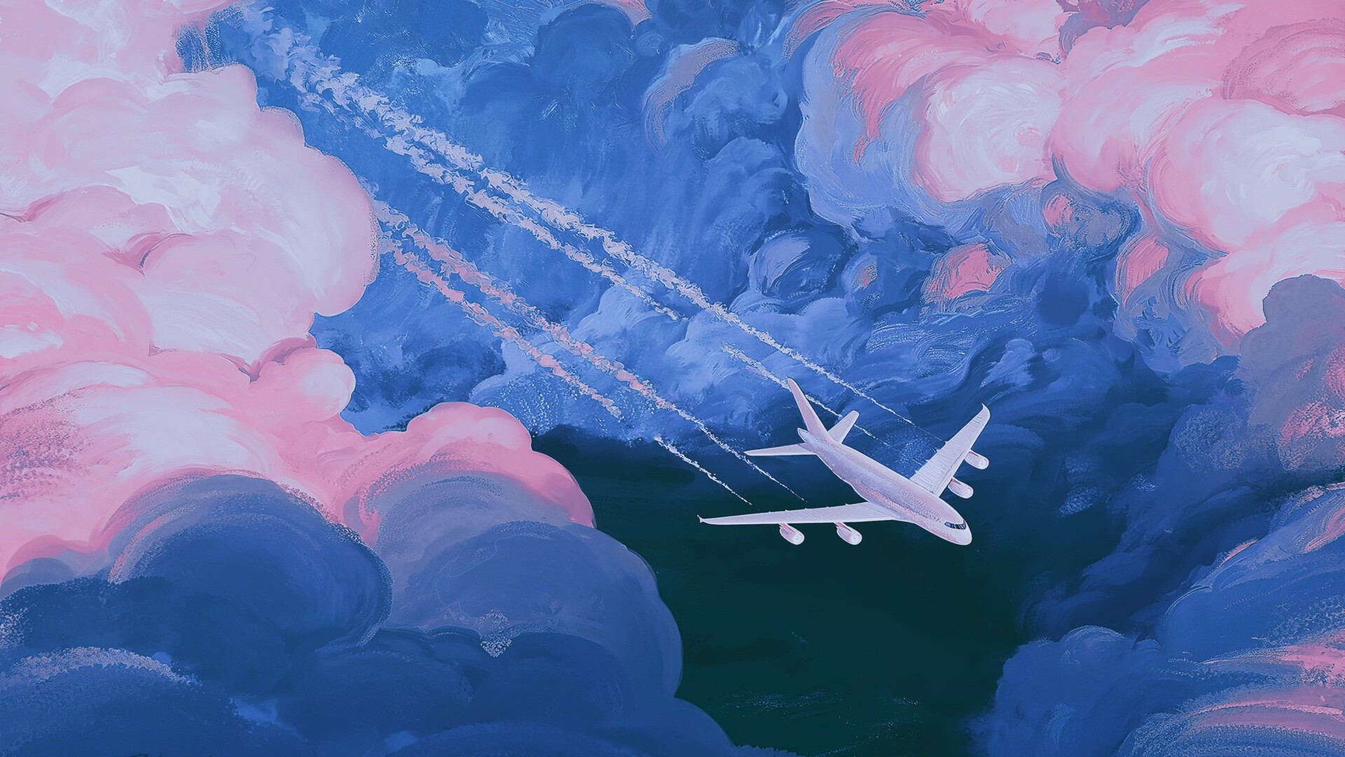 油画飞机高清动态壁纸