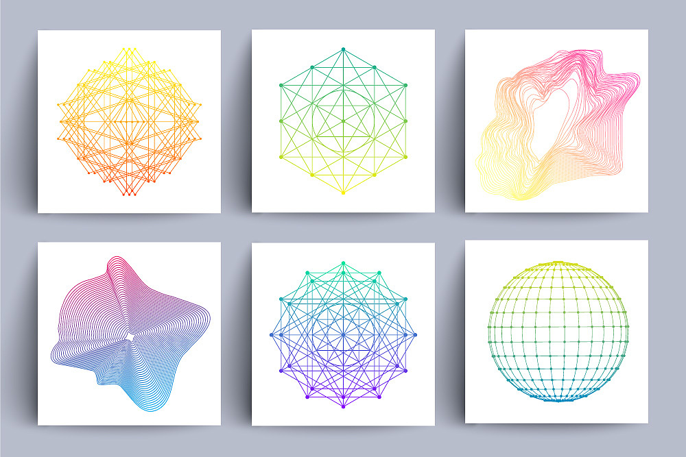 时尚潮流点线面酷炫多彩背景图