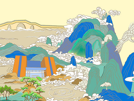 学校鸟瞰图插画设计