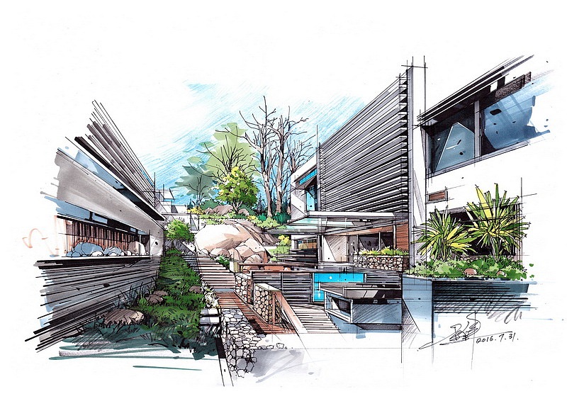 杜健景观手绘作品(卓越手绘)