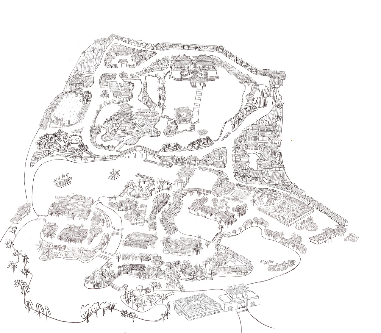 开封清明上河园手绘地图（图ZMjI2MTUzMjU2） - 商业插画 - 站酷设计师布偶玛卡原创素材 - 站酷ZCOOL