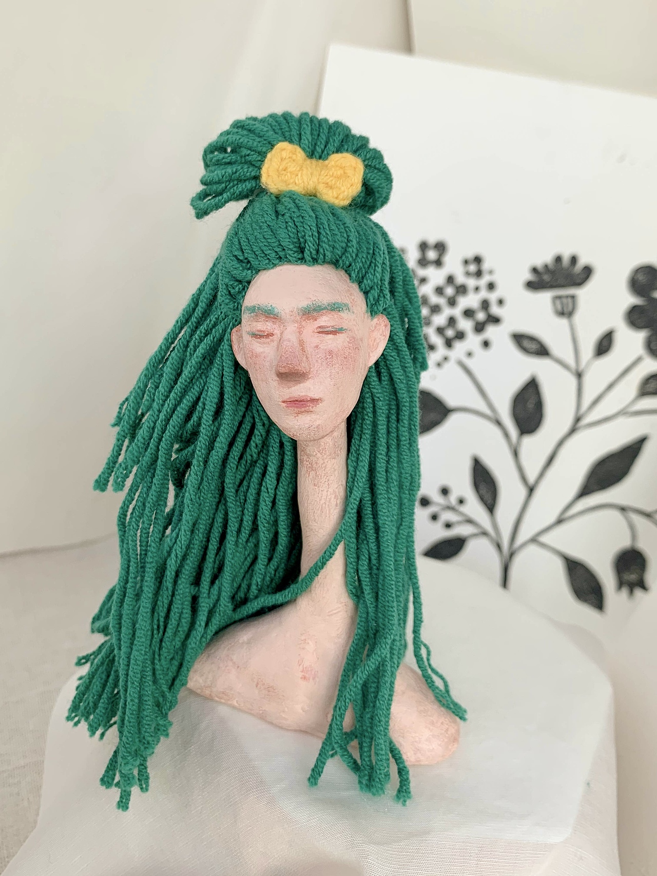 【闭眼系列】石塑黏土手工娃娃毛线植发可玩头发（图ZMjc0NzU3NDEy） - 工艺品设计 - 站酷设计师helinghug原创素材 - 站酷ZCOOL