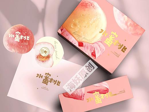 ｛原创｝水蜜桃🍑水果礼盒手绘插画包装设计