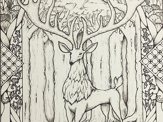 针管笔插画《鹿Ⅲ》