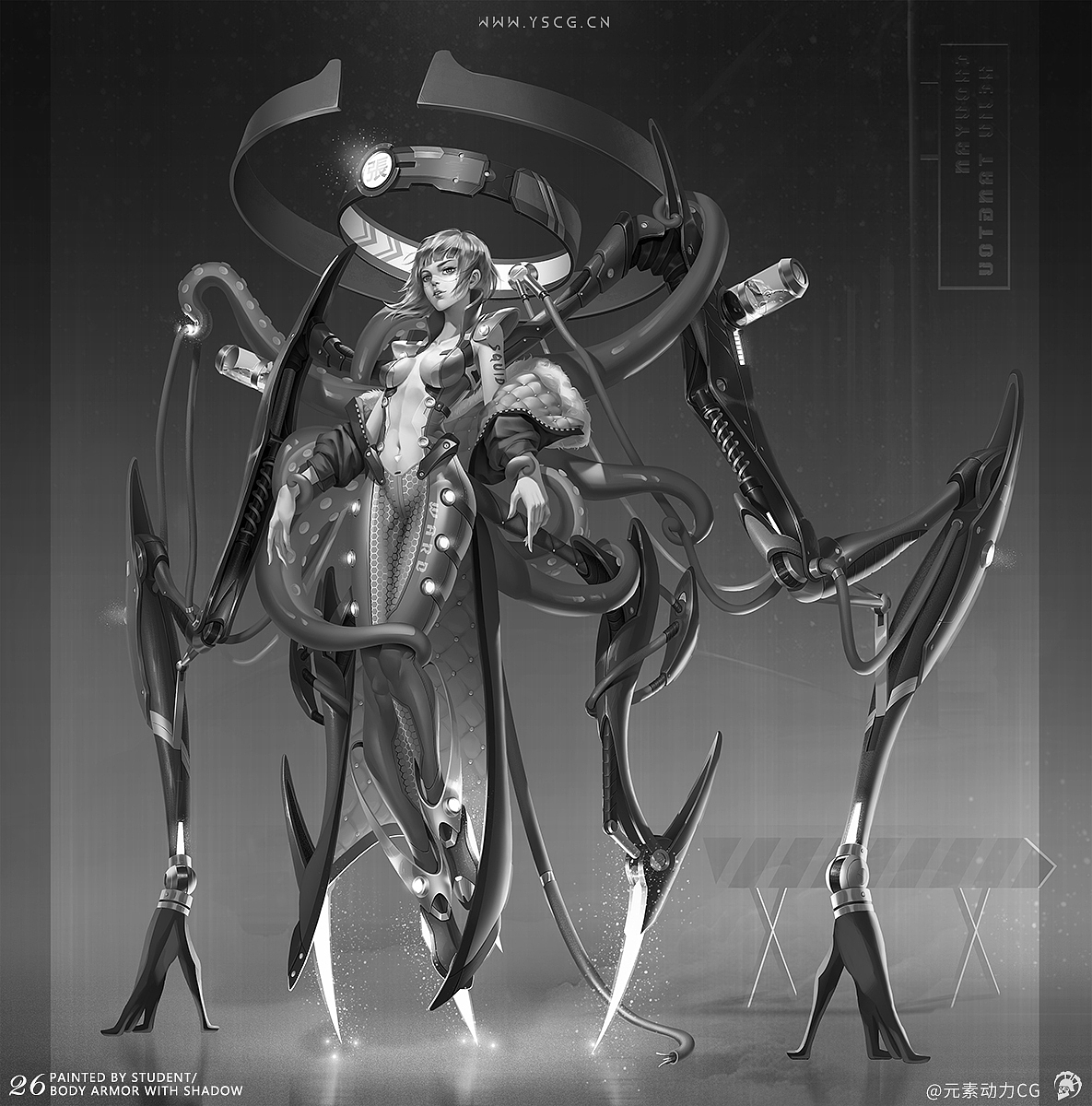 元素动力 | 学员黑白身甲作业（图ZMjI0OTg4ODIw） - 创作习作 - 站酷设计师元素动力CG原创素材 - 站酷ZCOOL