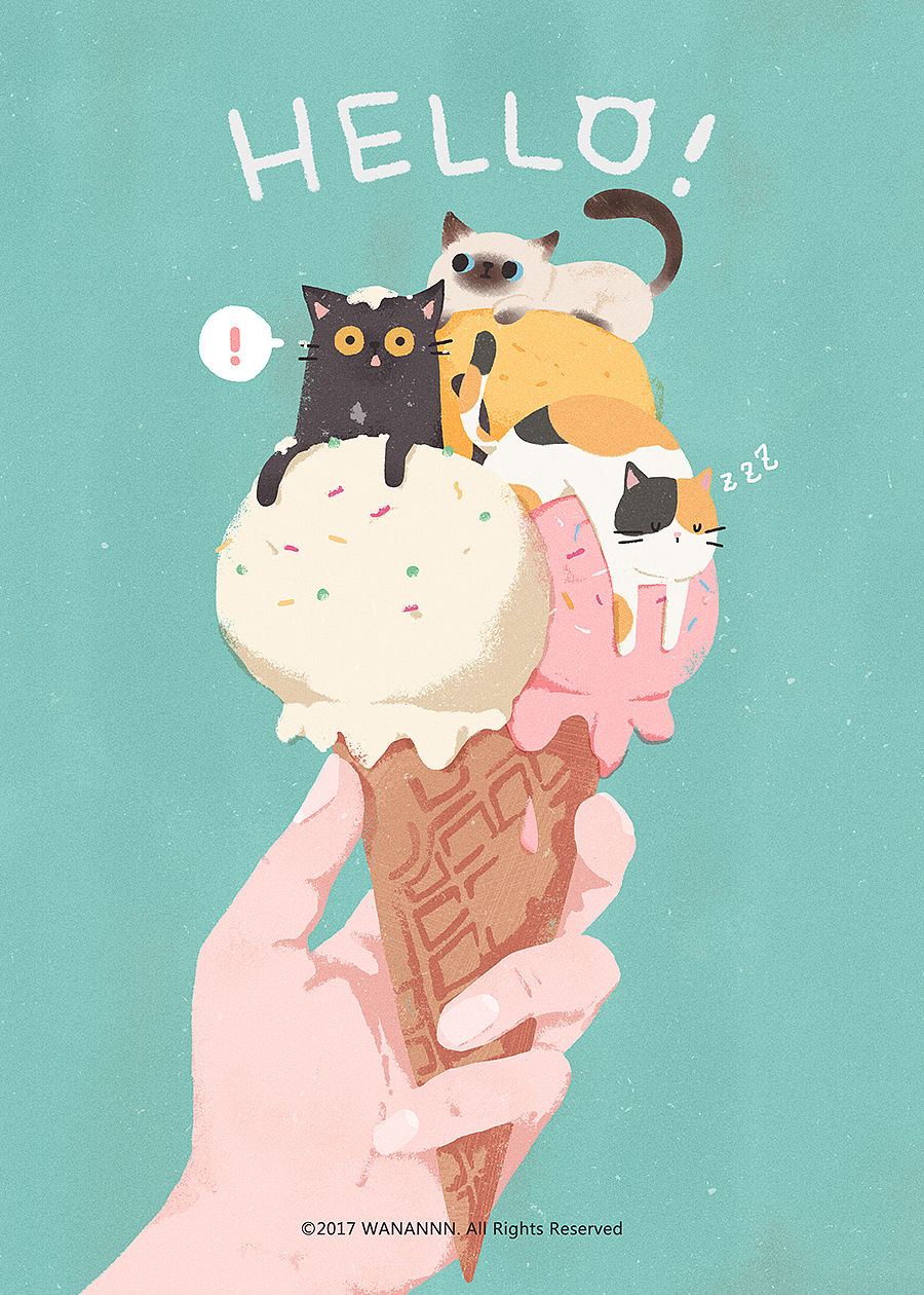 CAT !!!（图ZODY5MjQ3NDg=） - 商业插画 - 站酷设计师WANANNN原创素材 - 站酷ZCOOL