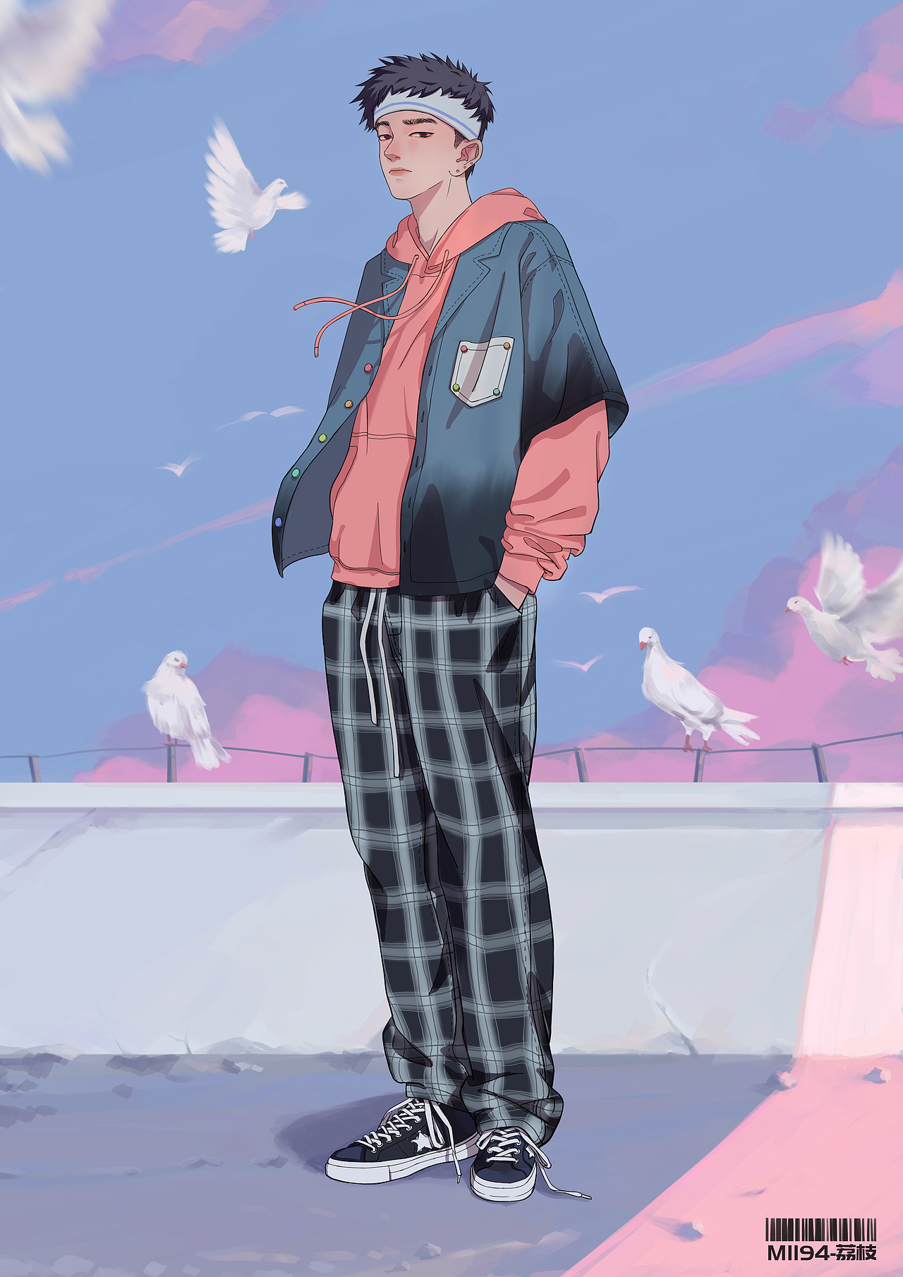 天台少年。（图ZMjA5NTU1OTIw） - 新锐潮流插画 - 站酷设计师一瓶荔枝原创素材 - 站酷ZCOOL