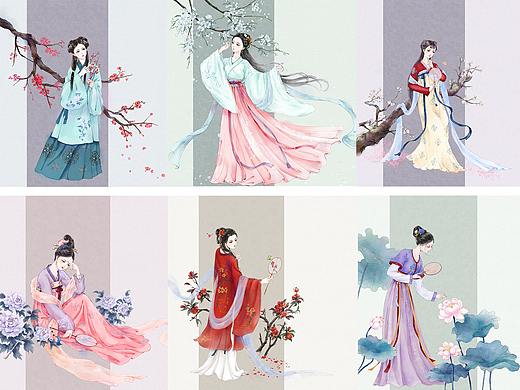 汉服十二花神系列：一至六月。 