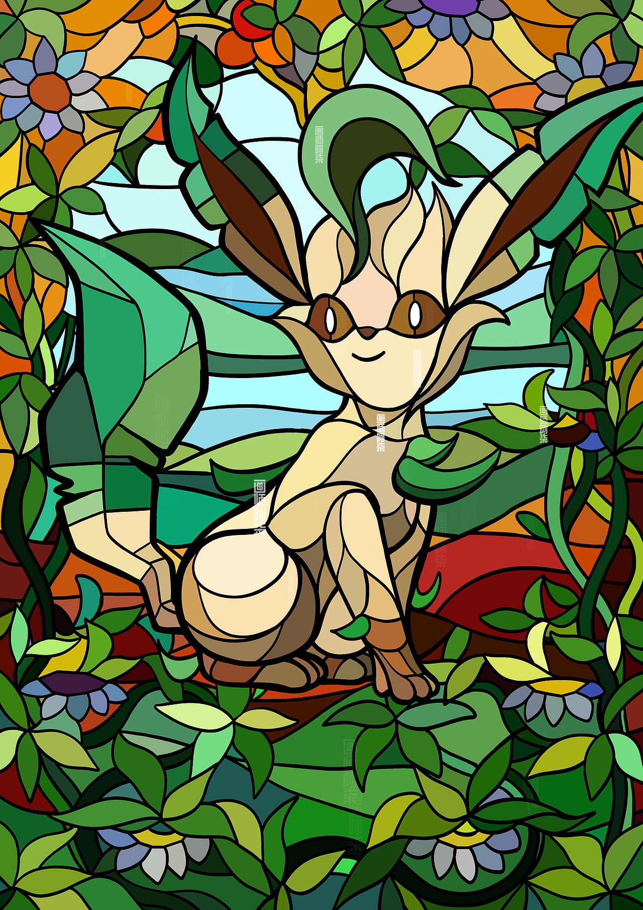 宝可梦卡牌教堂玻璃风格卡牌创作（图ZMzczMTg5NDQw） - 图案 - 站酷设计师画师阿柒原创素材 - 站酷ZCOOL