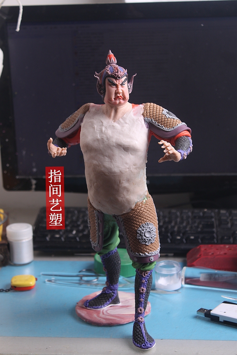 贺加贵面塑软陶(韦陀菩萨 )(图ZNzY4MDM4NTY=) - 手办/模玩 - 站酷设计师贺加贵3D翻糖原创素材 - 站酷ZCOOL