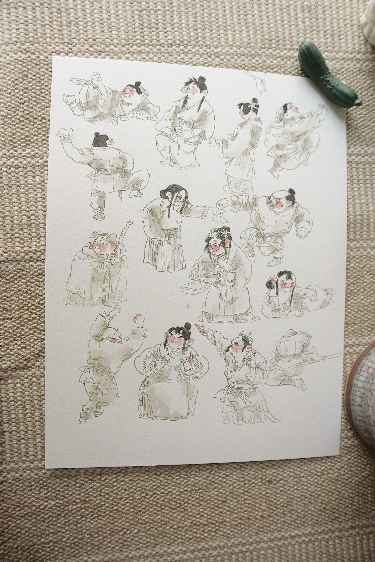国风人物手稿（图ZMjgxOTY0NzQ0） - 商业插画 - 站酷设计师子木绘文艺创作工原创素材 - 站酷ZCOOL