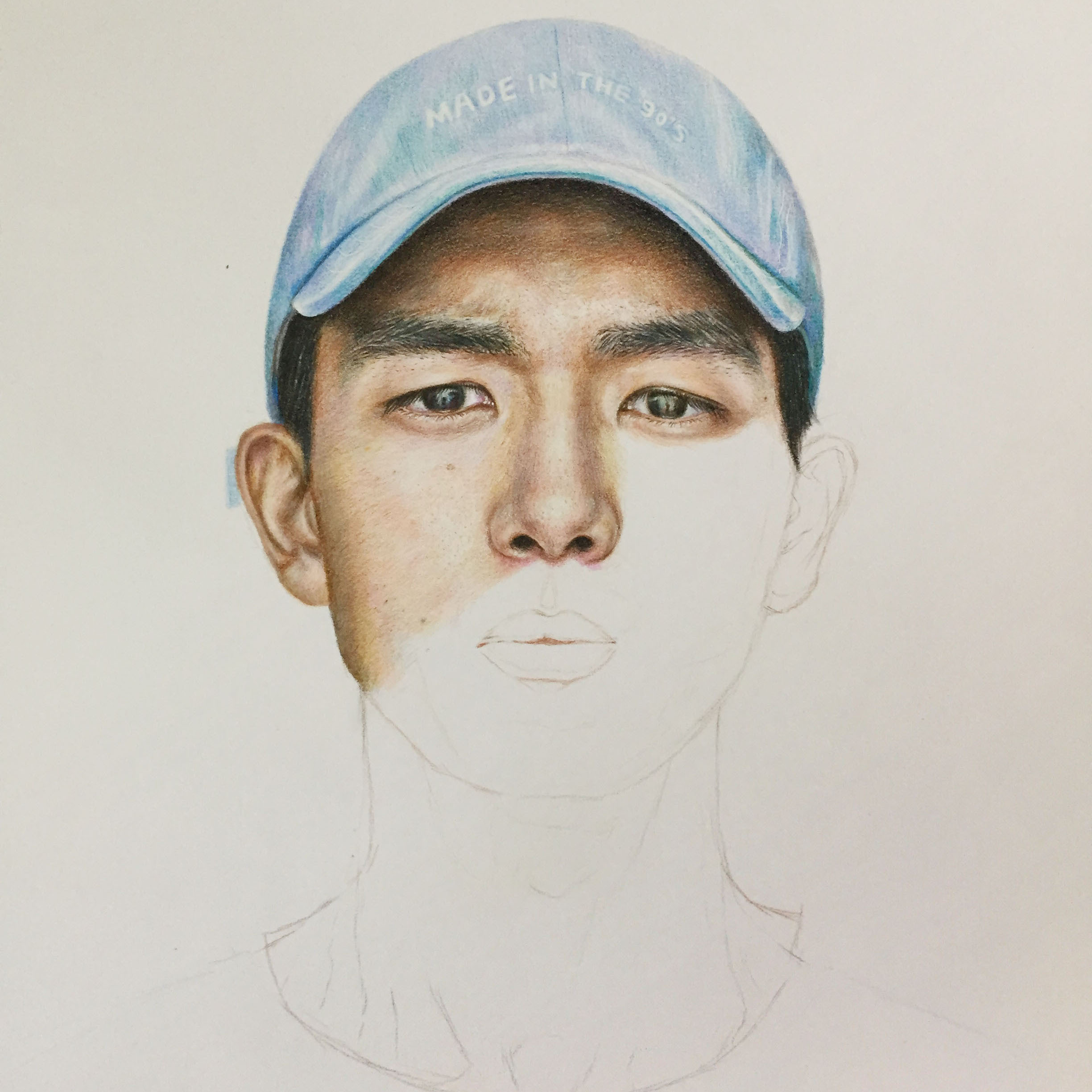 彩铅人物小河神李现