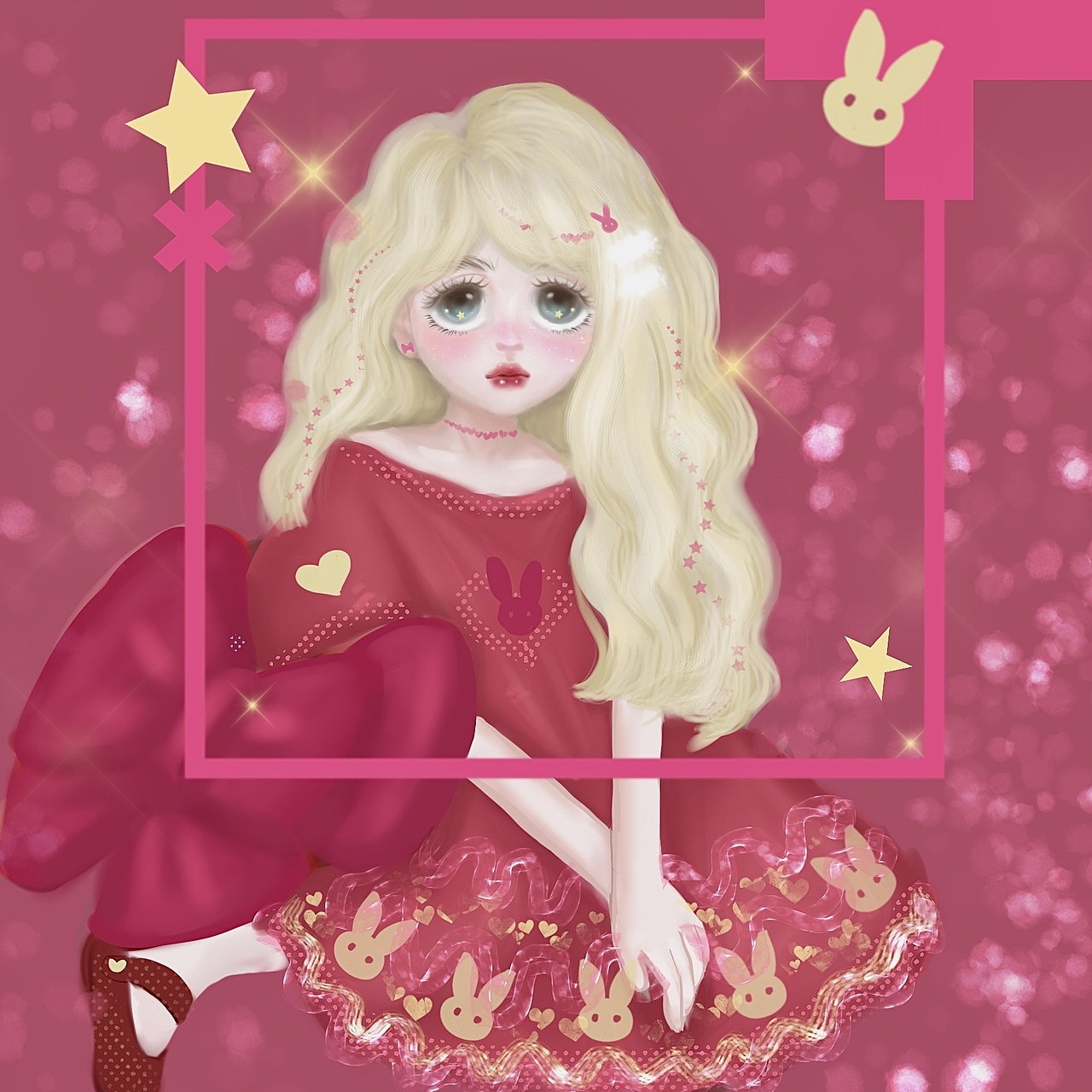 粉红bjd儿童插画