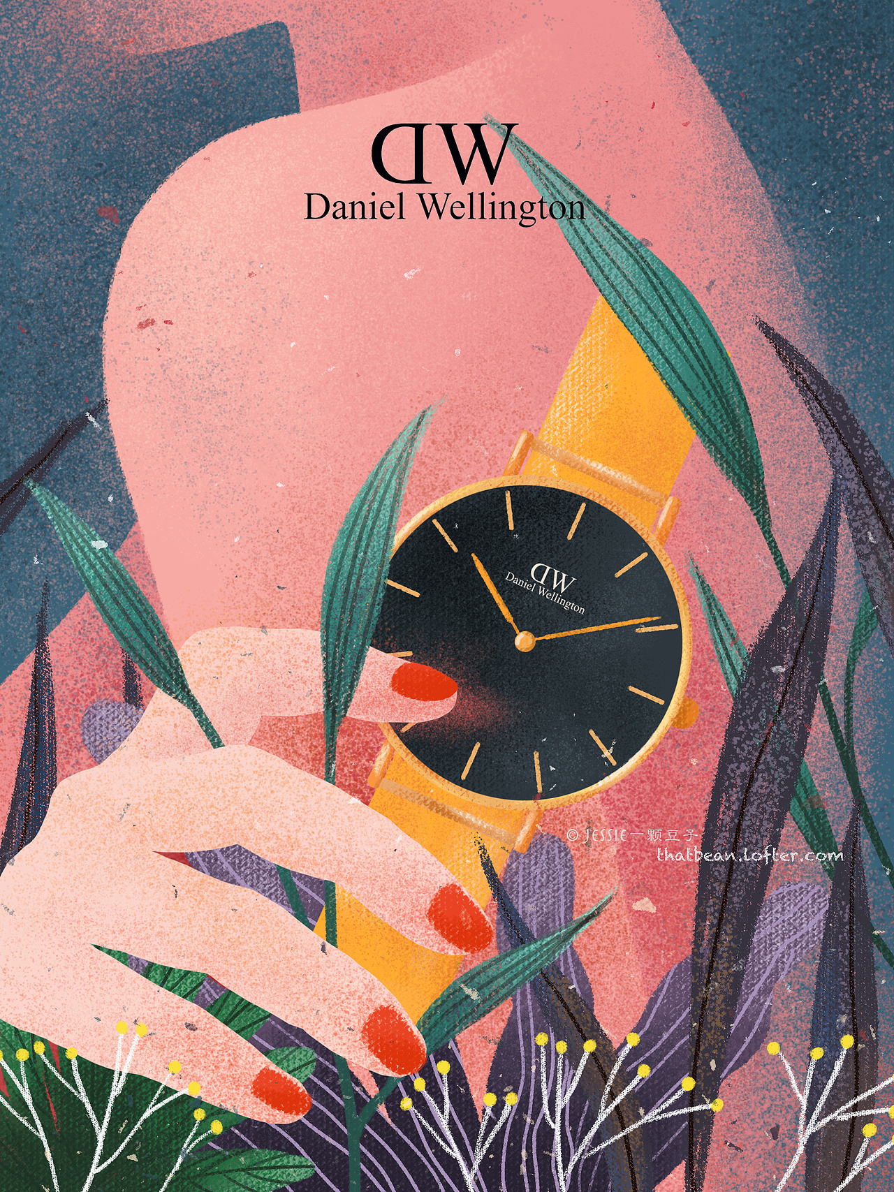与瑞典腕表品牌DanielWellington合作的插画