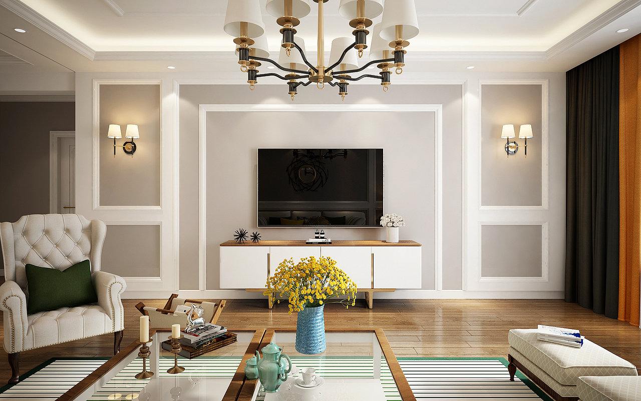 金色柏林美式效果图表现（图ZMTE4MTU3NDgw） - 家装设计 - 站酷设计师野生設計原创素材 - 站酷ZCOOL