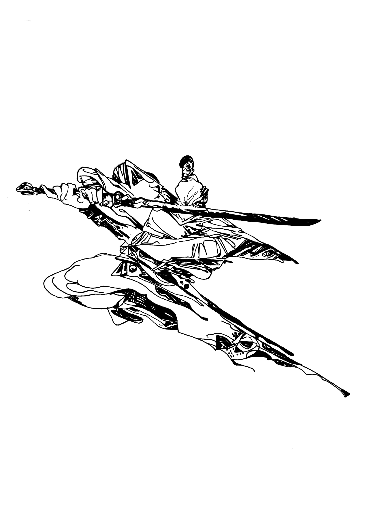 武士与剑斗题材插画