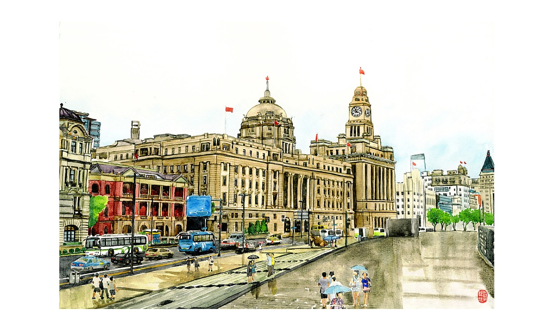 手绘城市系列——《上海》