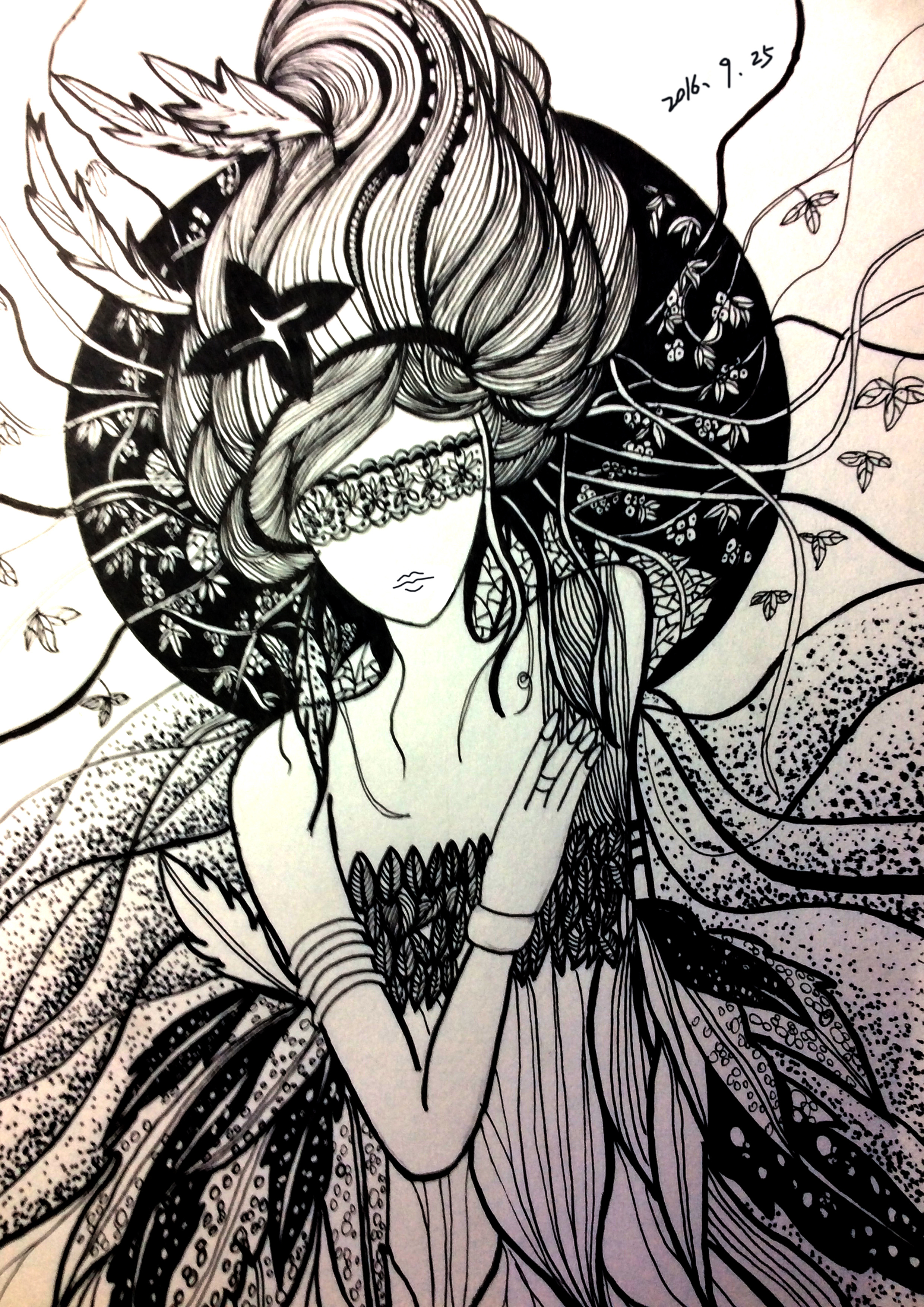 黑白插画《随心所欲》|插画|插画习作|王曼15 - 原创作品 - 站酷