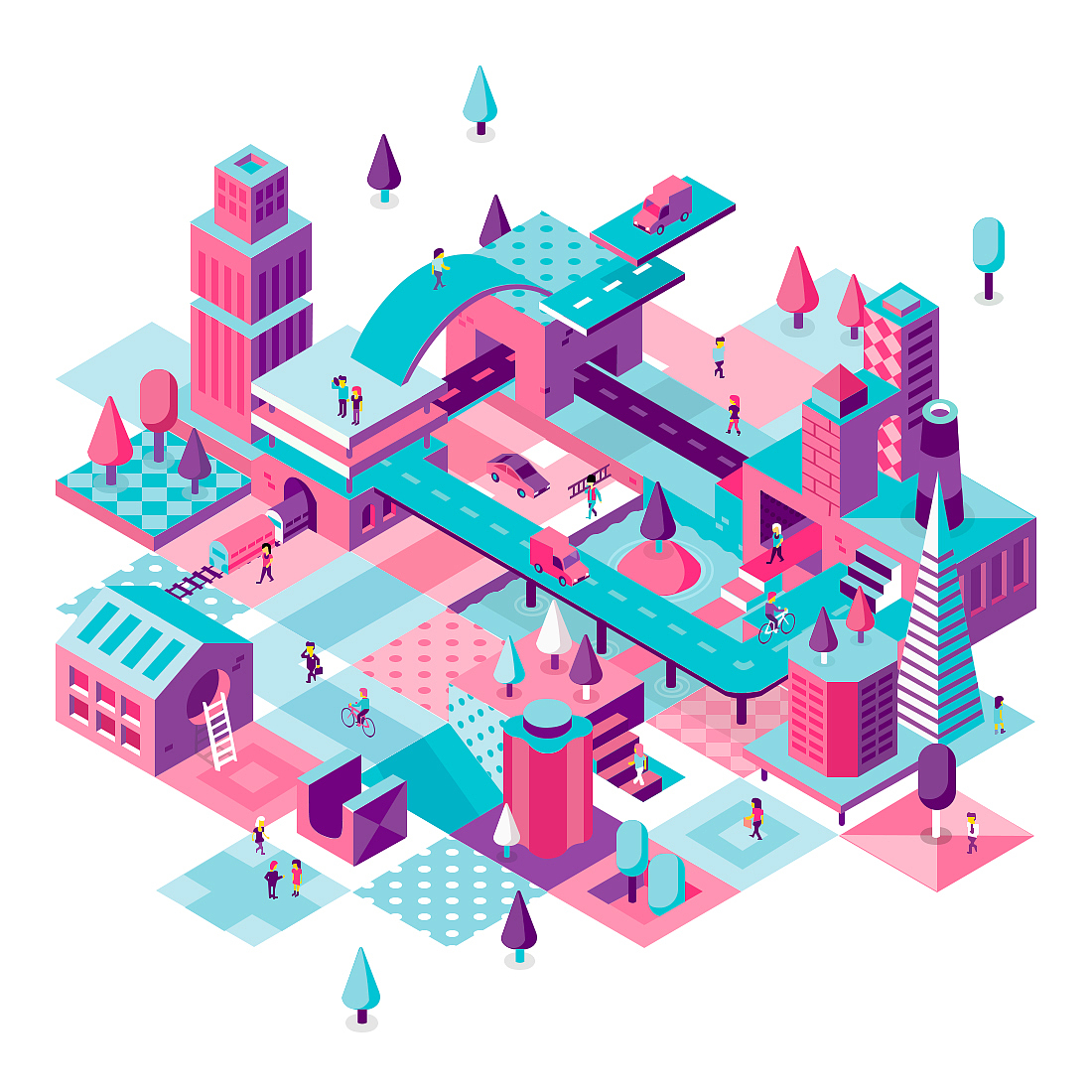 临摹扁平、2.5D插画（图ZMTUyMjM5OTI0） - 艺术插画 - 站酷设计师我想静静小胖妞原创素材 - 站酷ZCOOL