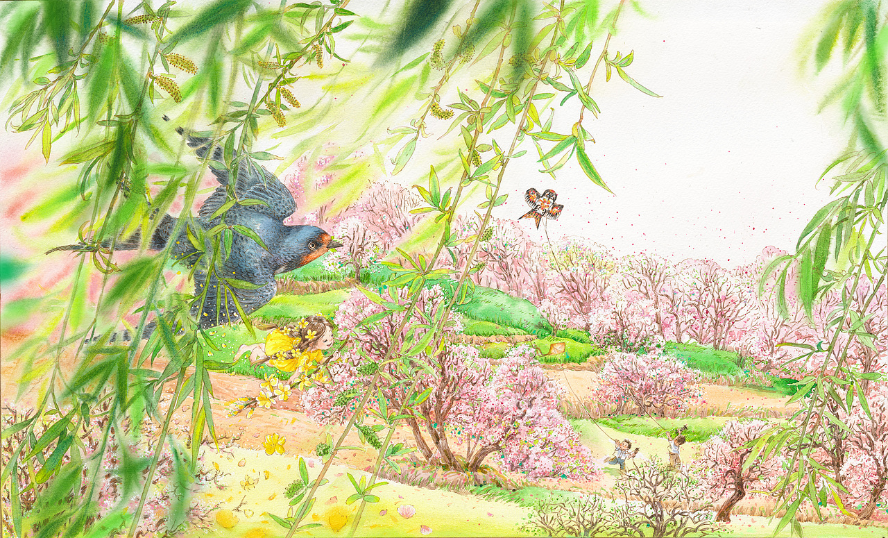 迎春花开了|插画|绘本|1979水印_原创作品-站酷zcool