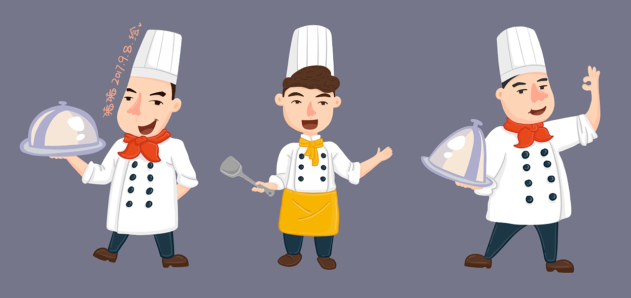 也是给实习公司画的厨师大叔们