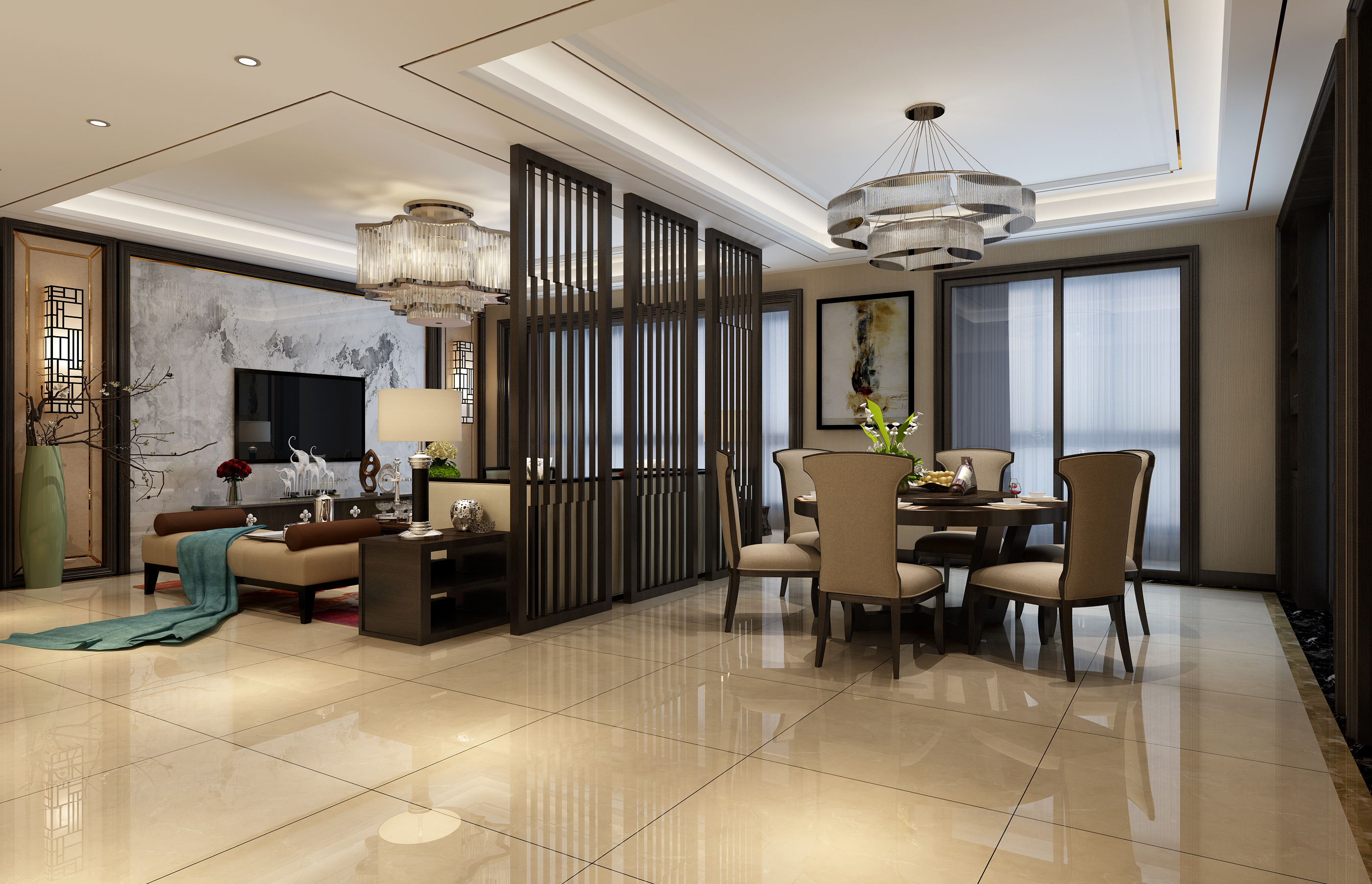 1992效果图--新中式风格|空间|室内设计|1992效果图汉堡 - 原创作品