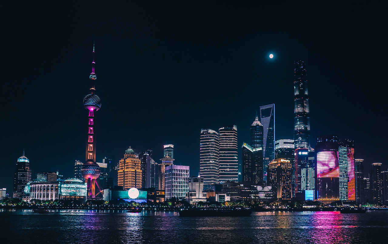 上海的城市夜景高楼大厦高清图片下载-正版图片500376966-摄图网