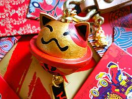 招财猫手工皮铃铛吊饰钥匙扣包扣diy定制宠物铃铛礼物