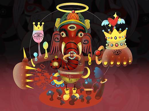 戏剧插画（一）  藏戏【面具贪嗔痴】