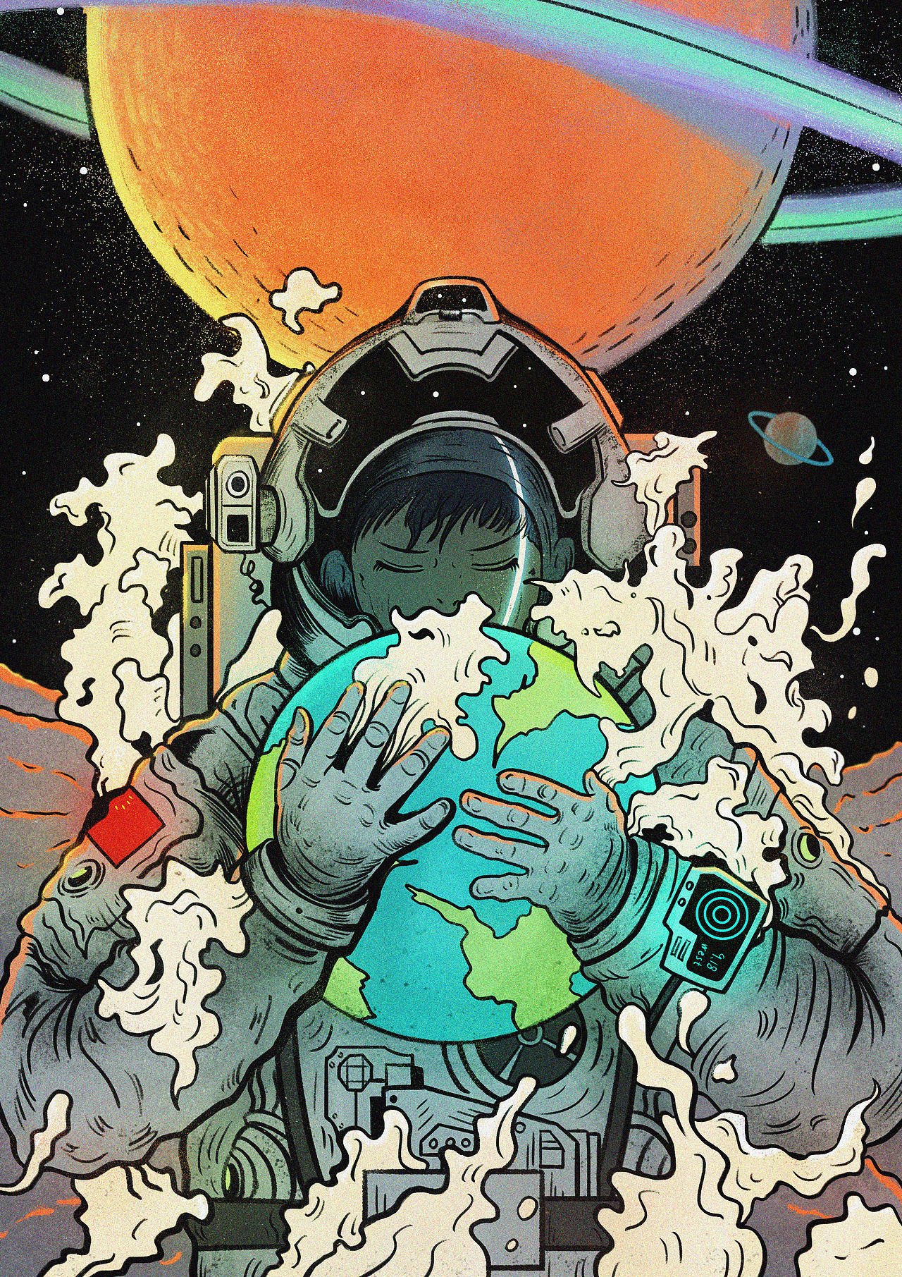 插画习作-火星之旅