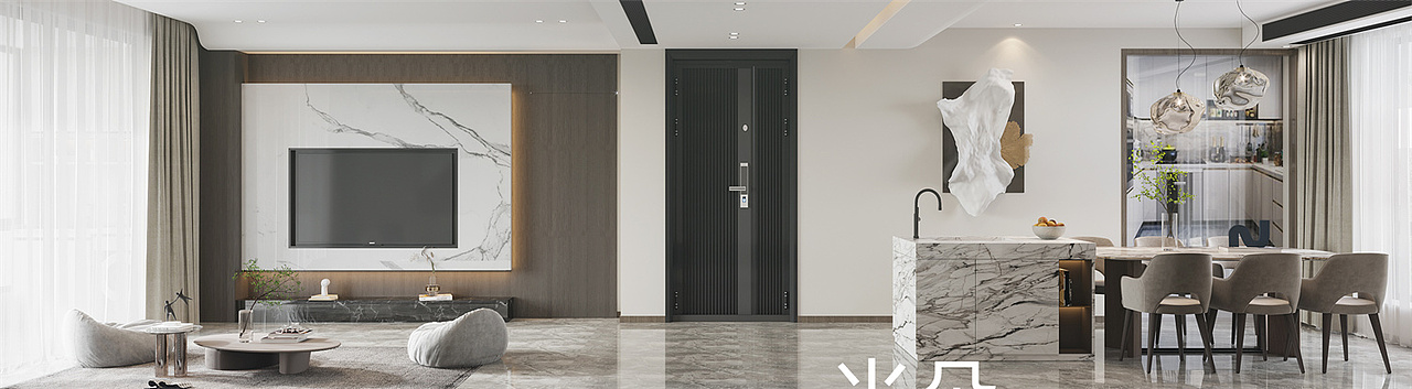 极简黑与深灰的中性搭配让空间显得格外理智与冷静