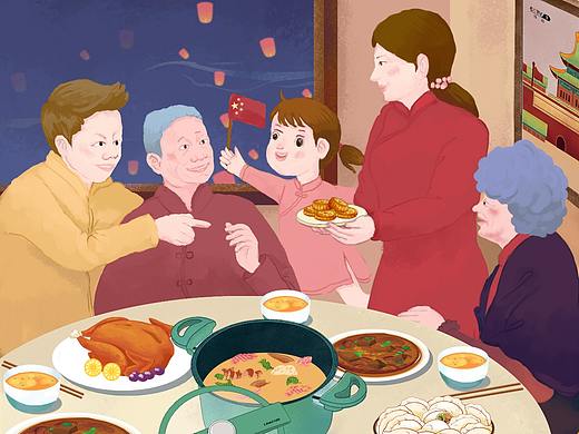 2020中秋國(guó)慶插畫(huà)海報(bào)（個(gè)人主頁(yè)-ZNDgxMDY4NzY=） - 商業(yè)插畫(huà) - 站酷設(shè)計(jì)師HWDe原創(chuàng)素材 - 站酷ZCOOL