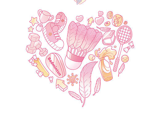 《花与草》情侣羽毛球服