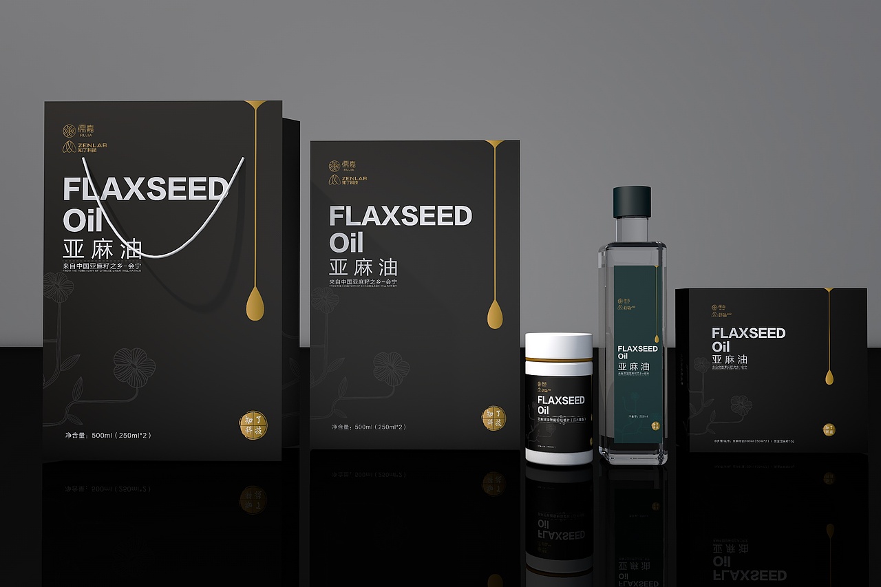 亚麻籽油包装高端大气上档次