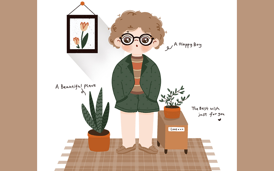 procreate录屏画一枚超可爱治愈风卷毛小男生原创插画（图ZMjA4NjAzMjI0） - 创作习作 - 站酷设计师punku胖呼原创素材 - 站酷ZCOOL