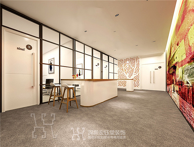 郑州时尚创意办公室前台装修设计方案|宏钰堂专业办公室装修设计公司