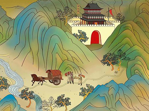 插画创作 | 国宝级《丝路山水地图》 30米巨幅长卷插画