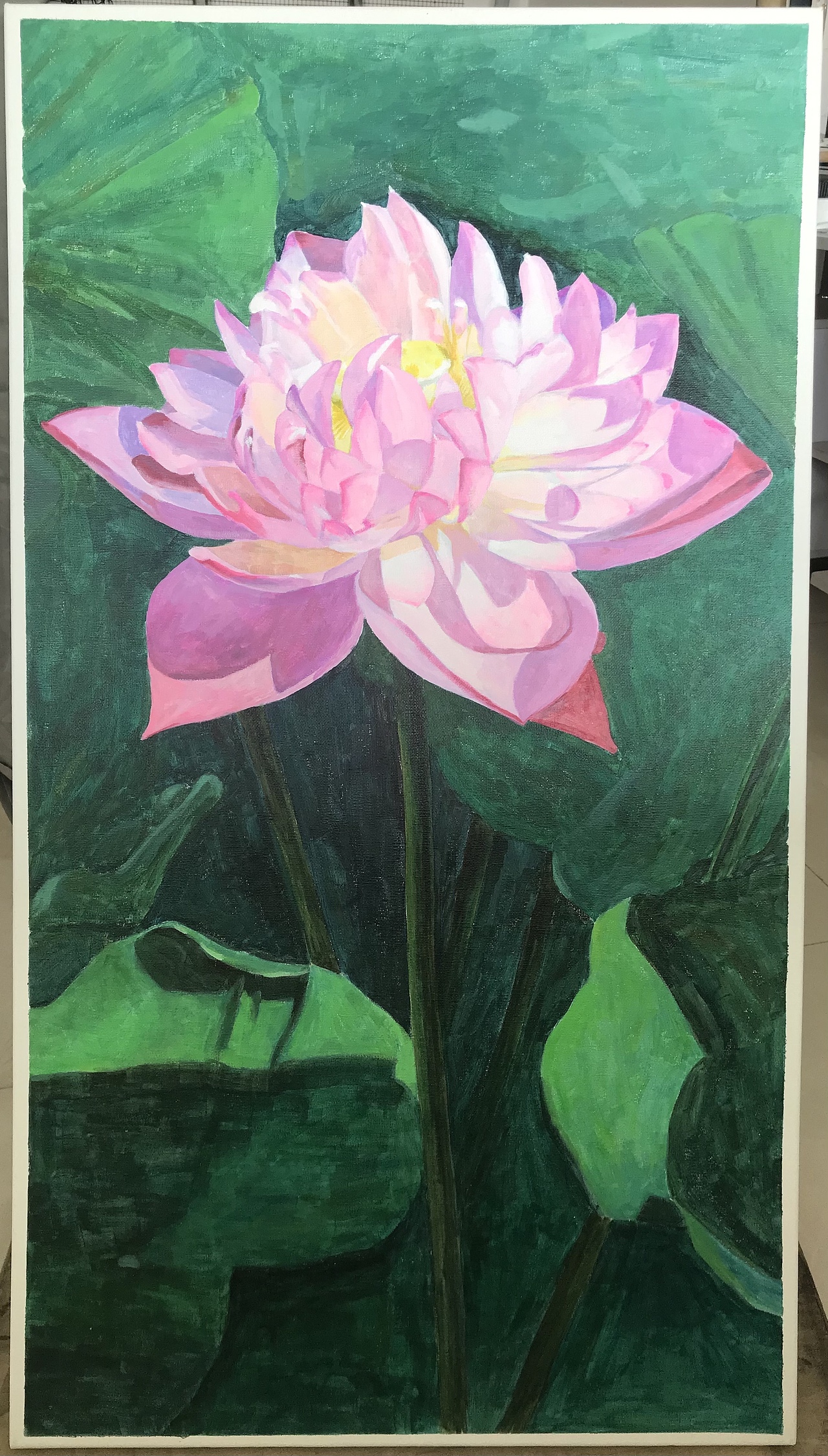 丙烯画莲花荷花