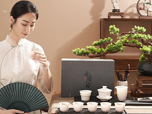 京东京造 | 新中式羊脂玉茶具拍摄