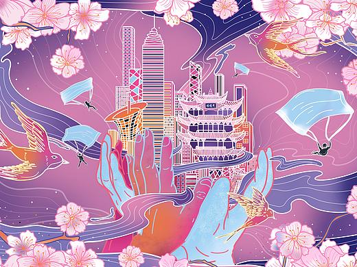 武汉战役插画作品