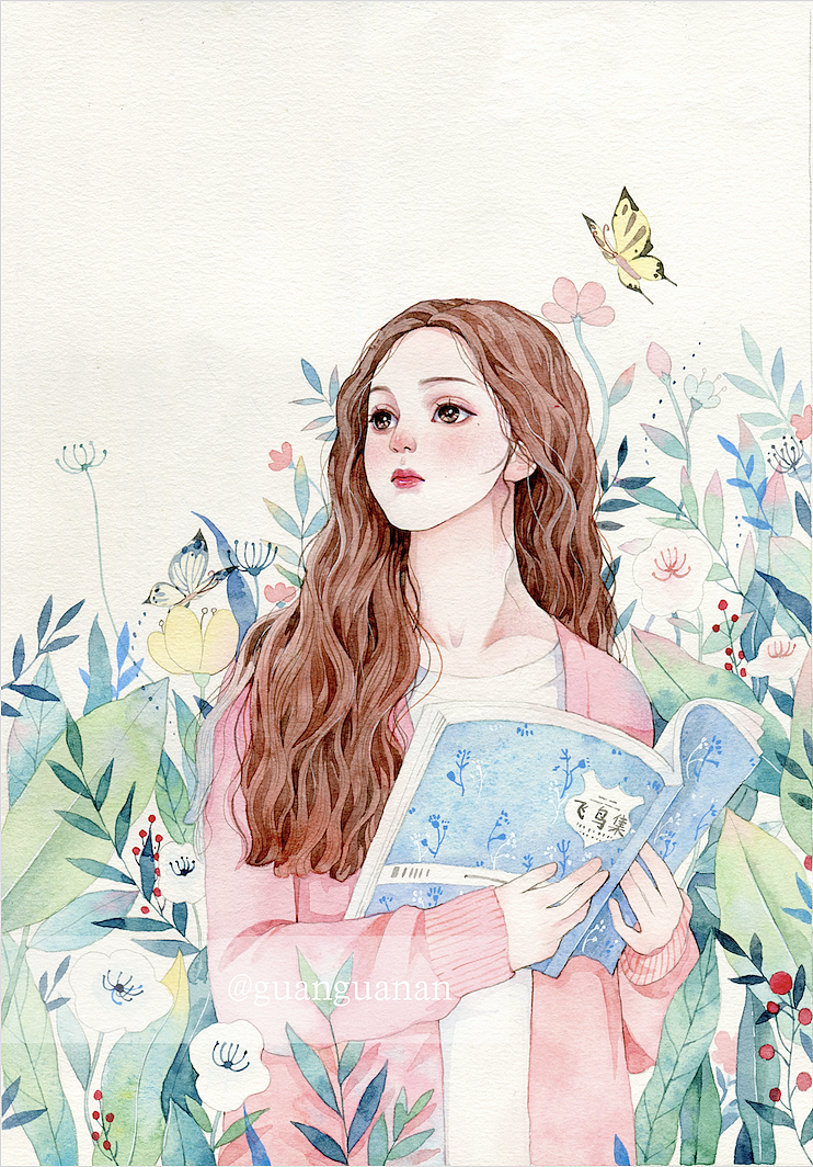 清新少女手绘插画（图ZMTY2MjMzNzM2） - 创作习作 - 站酷设计师官官an原创素材 - 站酷ZCOOL