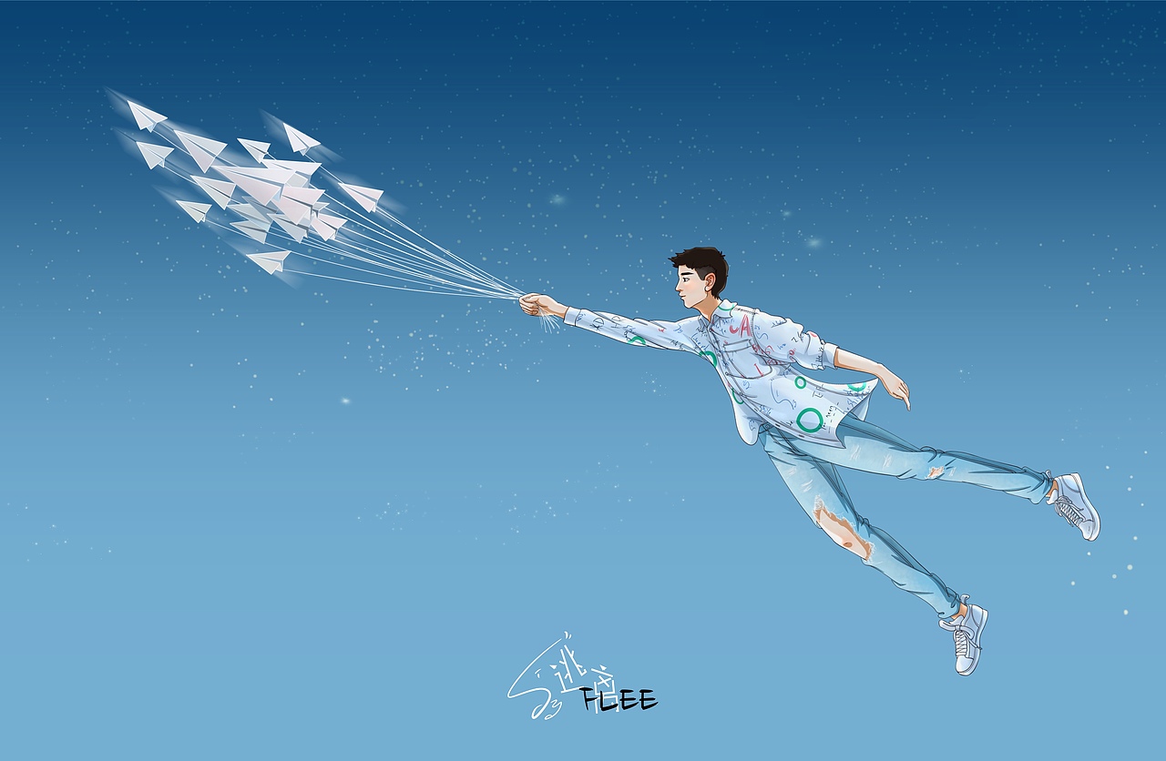 我们天上见-逃离（图ZMjM4NDM3NDk2） - 艺术插画 - 站酷设计师施施也原创素材 - 站酷ZCOOL