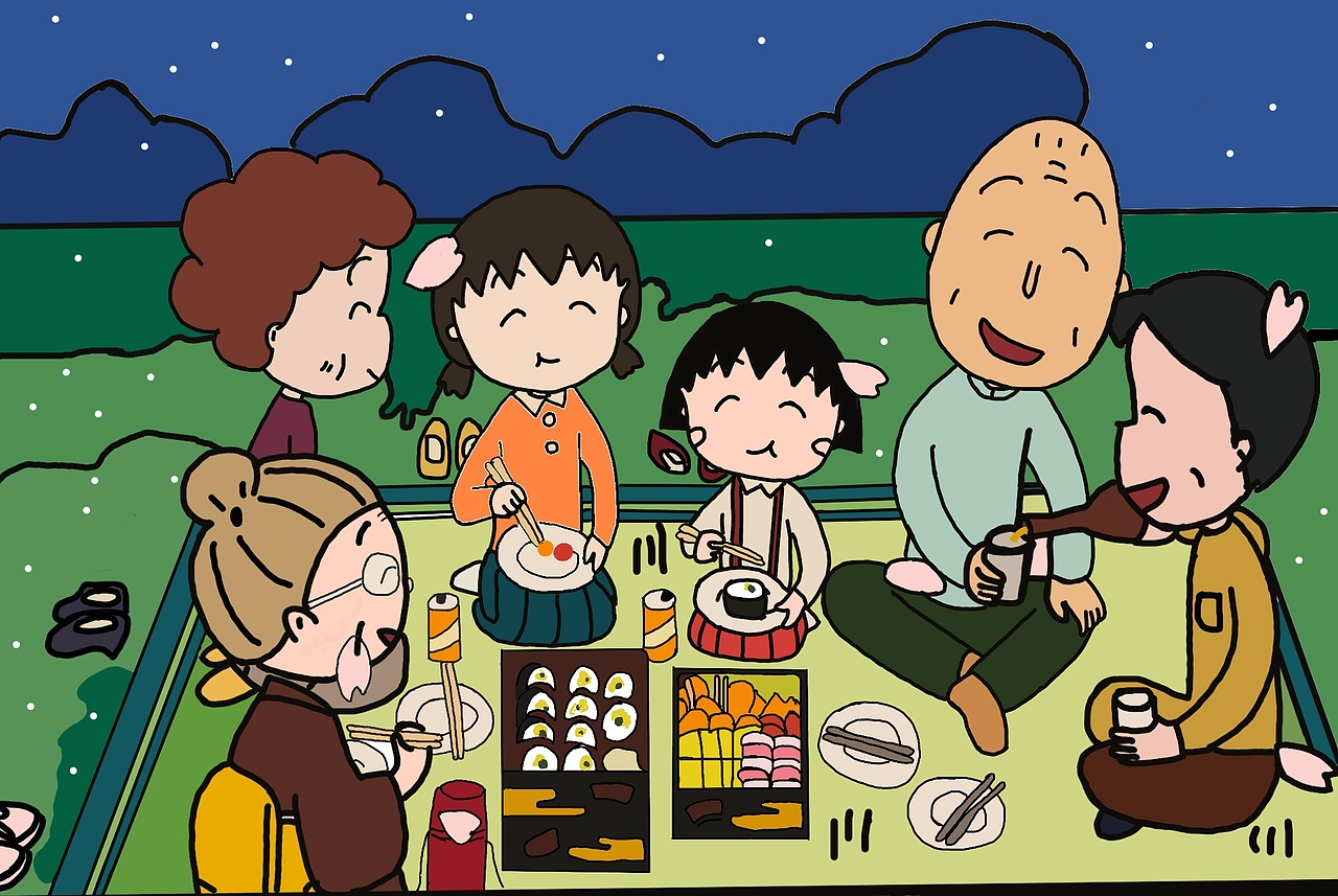 小丸子一家|动漫|动画片|爱香菜的honghong_临摹作品-站酷zcool