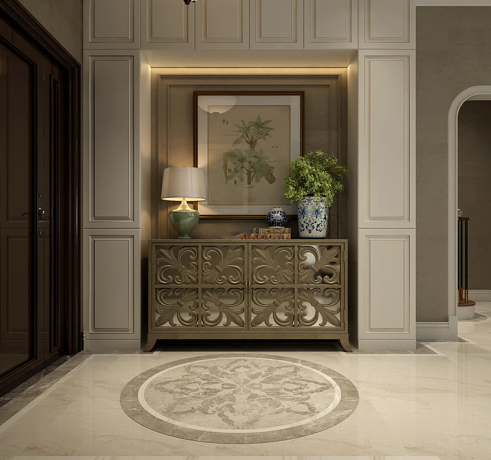 郑州碧桂园美式风格大别墅装修效果图欣赏---玄关
