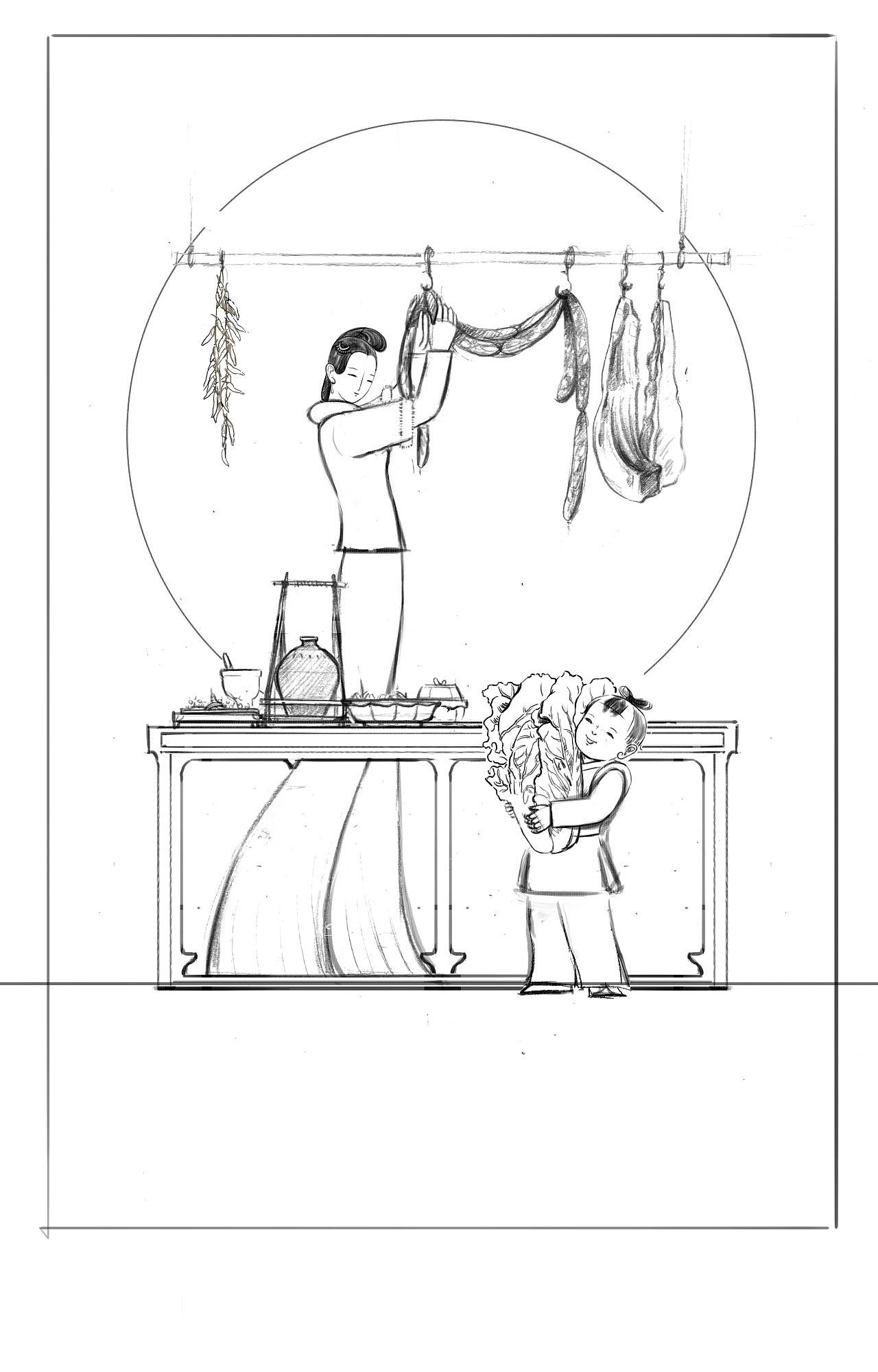 腌制好的腊肉,腊肠经过熏烤,风干,待到春节前后