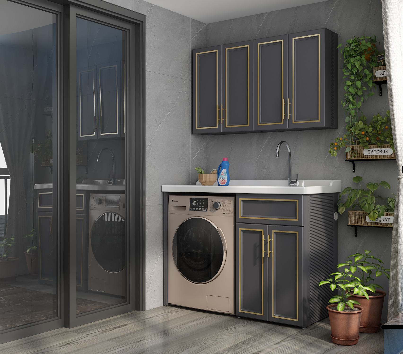 阳台洗衣机柜3D效果图|三维|场景|芝设计 - 原创作品 - 站酷 (ZCOOL)