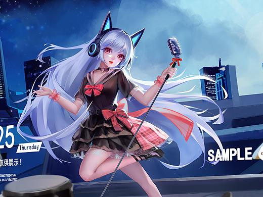 虚拟歌姬横插（个人主页-ZNTY1OTMzNDQ=） - 商业插画 - 站酷设计师黑子猫子原创素材 - 站酷ZCOOL